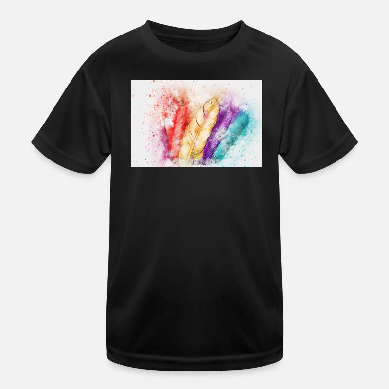 Bunte Federenkunst - Kinder Funktions-T-Shirt - Schwarz