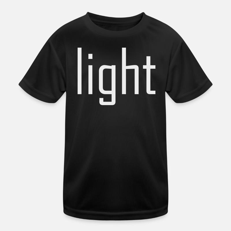 Bright Light Light - typography on black sun Kids Functional T-Shirt