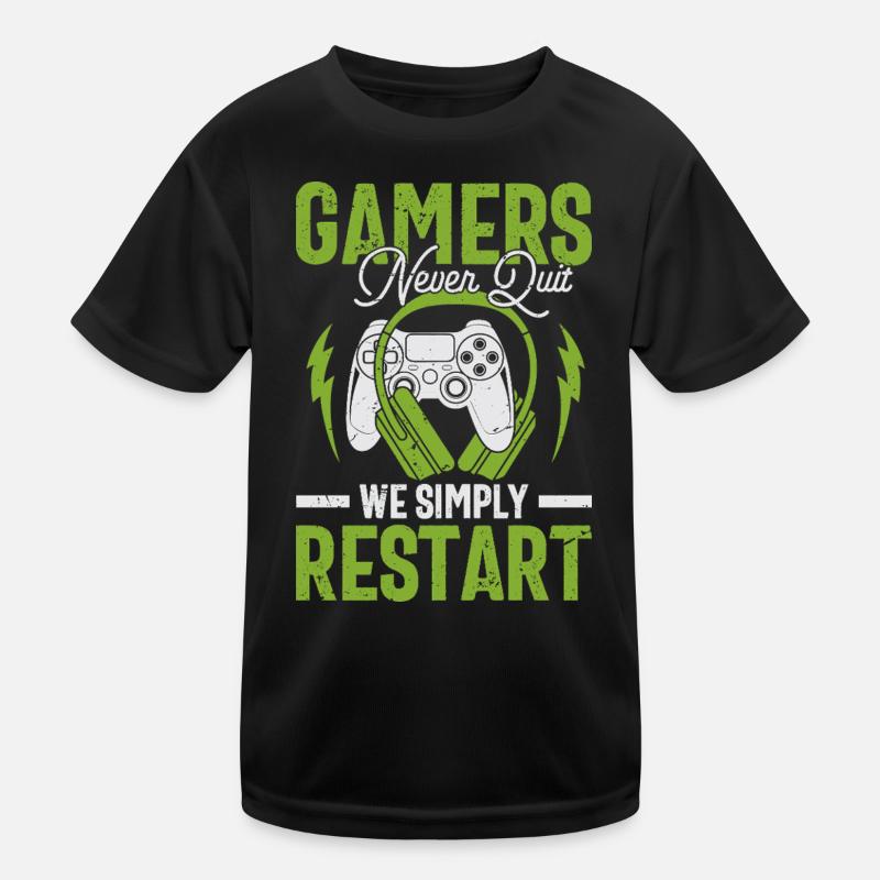 Gamer Mind: Never Quit Restart Gift Kids Functional T-Shirt