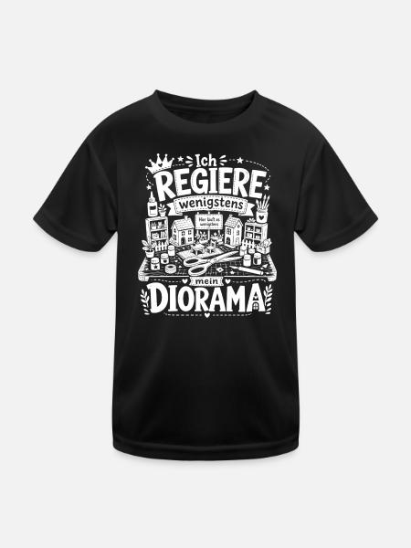Ich regiere wenigstens mein Diorama - Kinder Funktions-T-Shirt - Schwarz - Vorne