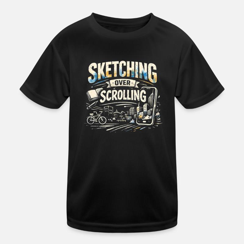 Sketching instead of scrolling | Urban Sketching Kids Functional T-Shirt