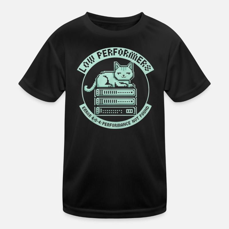Low Performers Cat Server Pixel Art Kids Functional T-Shirt