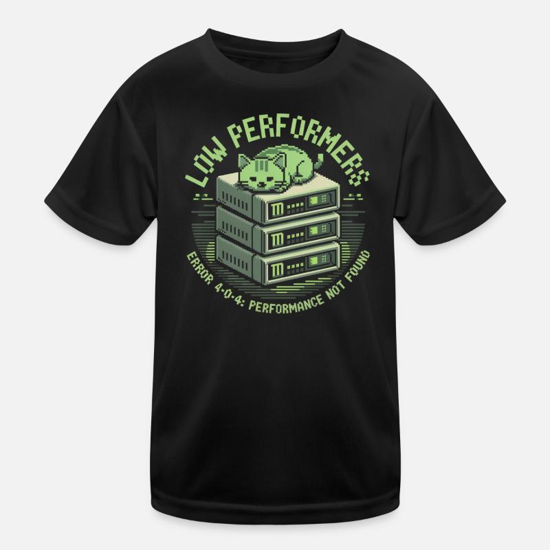Low Performers Cat Server Pixel Art Kids Functional T-Shirt
