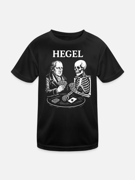 Hegel and Skeleton Card Duel - Kids Functional T-Shirt - black - Front