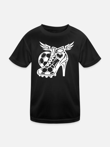 Fussballschuhe Fussball High Heels - Kinder Funktions-T-Shirt - Schwarz - Vorne