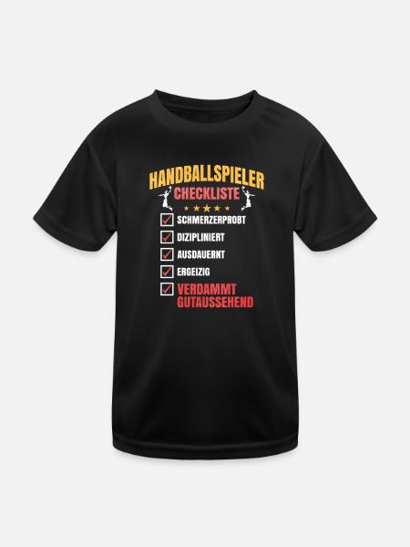 Handballspieler Checkliste - Kinder Funktions-T-Shirt - Schwarz - Vorne