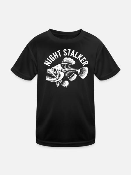 Fish Skeleton Nightstalker Bone Fishing - Kids Functional T-Shirt - black - Front