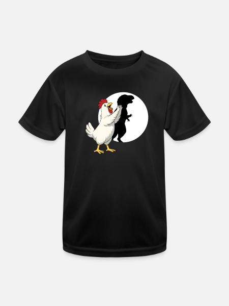 Funny Chicken T Rex Dinosaur Shadow Puppet - Kids Functional T-Shirt - black