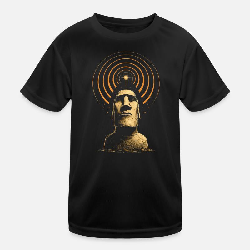 Moai Kosmisches Signal Kinder Funktions-T-Shirt