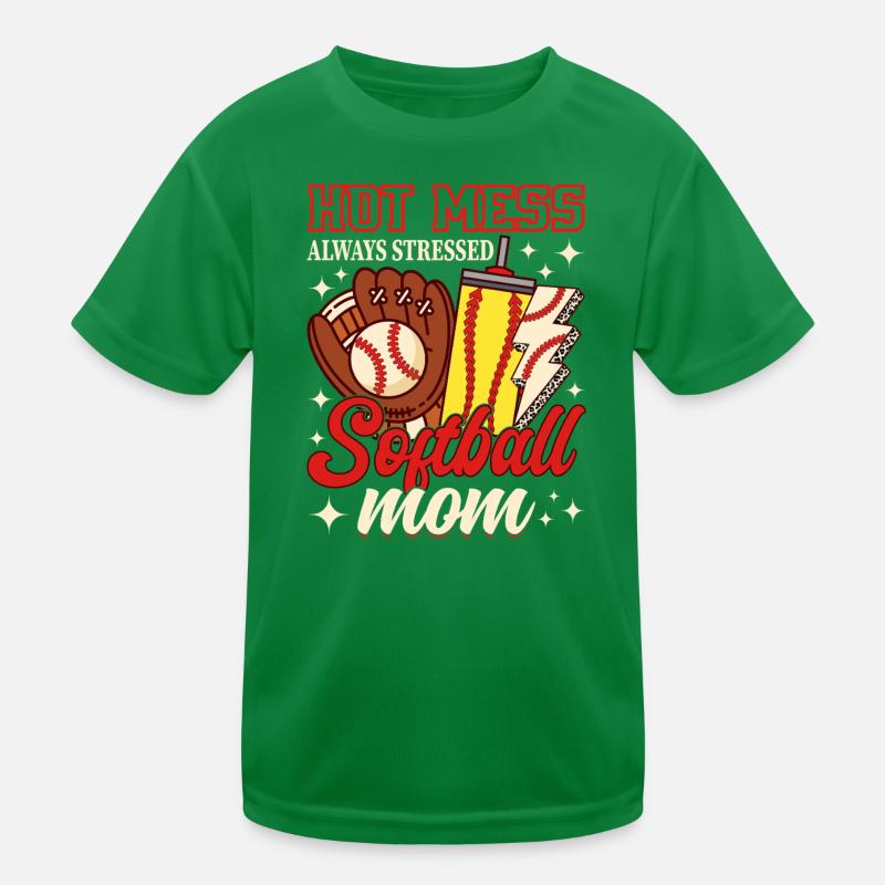 Hot Mess Softball Mama Kinder Funktions-T-Shirt