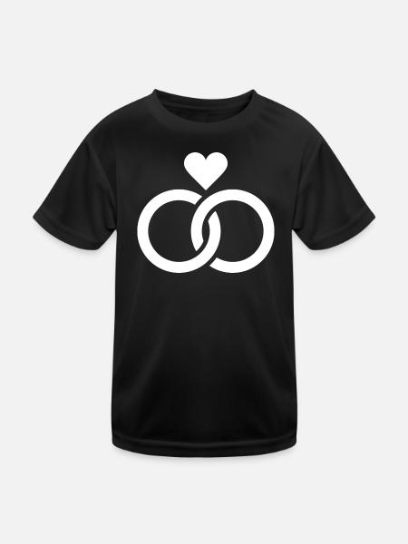 Hochzeit, Verlobung, Hochzeitsfeier - Kinder Funktions-T-Shirt - Schwarz - Vorne