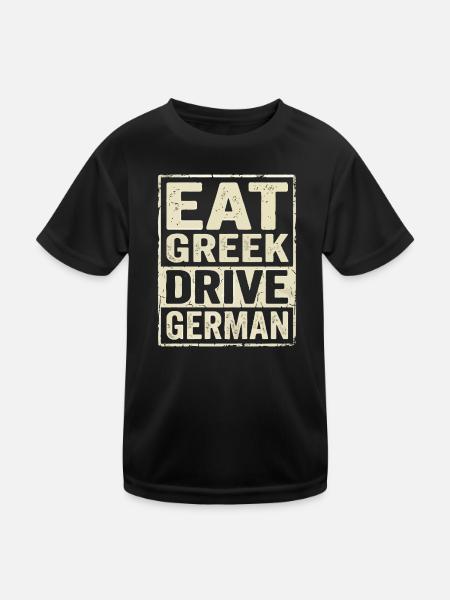 Eat Greek Drive English - Kids Functional T-Shirt - black - Front