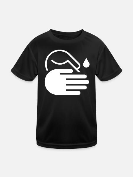 Hände waschen Icon - Kinder Funktions-T-Shirt - Schwarz - Vorne