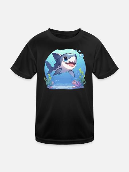 Haie Hai - Kinder Funktions-T-Shirt - Schwarz - Vorne