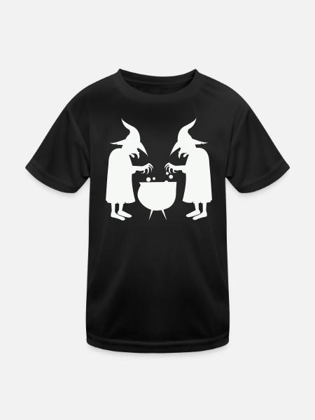 Witches stirring magic potions - Kids Functional T-Shirt - black - Front