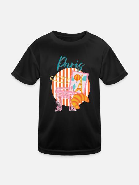 Paris Arc in Postcard Lumière - Kids Functional T-Shirt - black