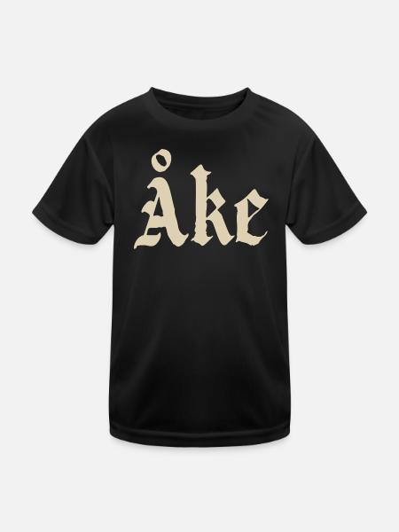 Åke Gothic Monogram Lettering - Kids Functional T-Shirt - black - Front