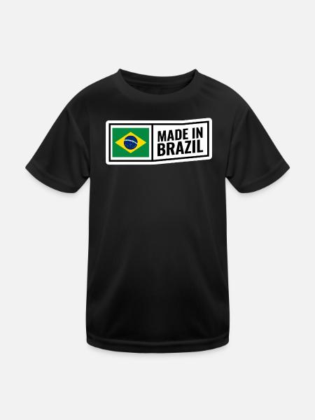 Brazilien - Kinder Funktions-T-Shirt - Schwarz - Vorne
