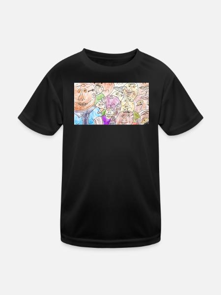Sea of Faces Collage: Colorful Diversity - Kids Functional T-Shirt - black - Front
