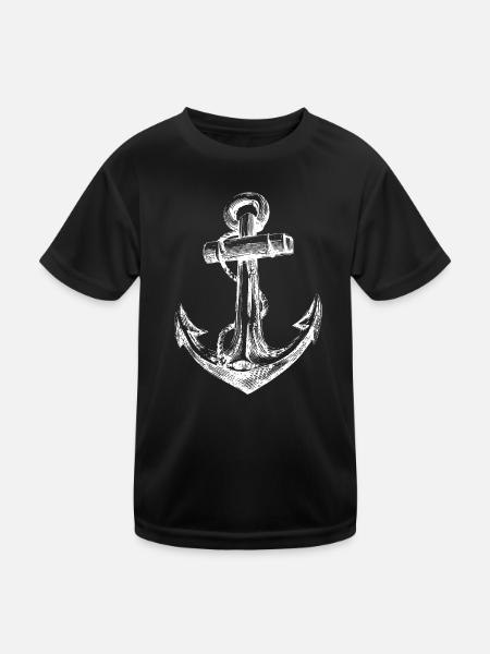 Anchor Vintage Distress Print - Kids Functional T-Shirt - black - Front