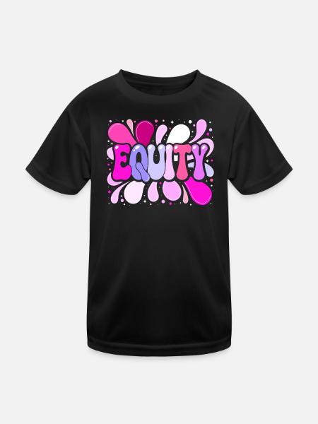 Multicolor-Retro-Pop-Gleichheit - Kinder Funktions-T-Shirt - Schwarz - Vorne