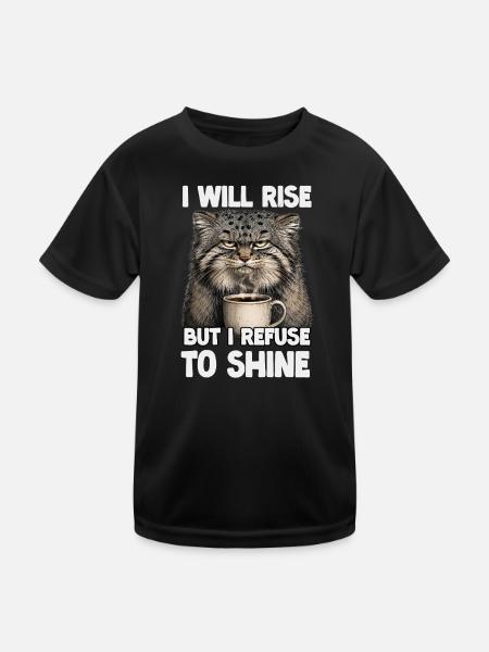 Kaffee Und Pallas Katze Humor Motiv | Manul Katzen - Kinder Funktions-T-Shirt - Schwarz - Vorne