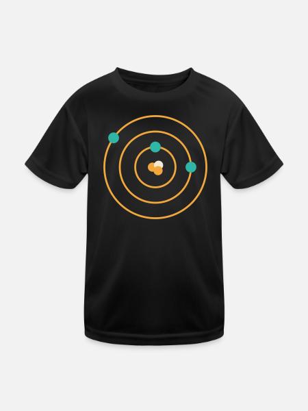Atommodell - Physik Chemie Wissenschaft Nerd - Kinder Funktions-T-Shirt - Schwarz - Vorne