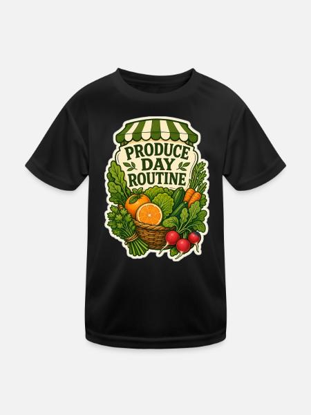 PRODUCE DAY ROUTINE - Kids Functional T-Shirt - black - Front