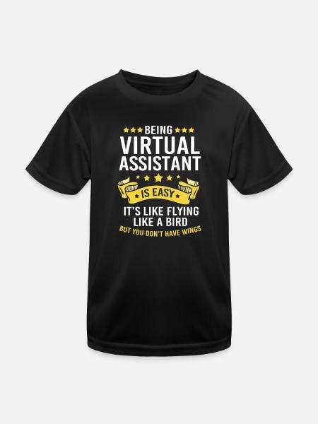 Remote Homeoffice - Kinder Funktions-T-Shirt - Schwarz - Vorne