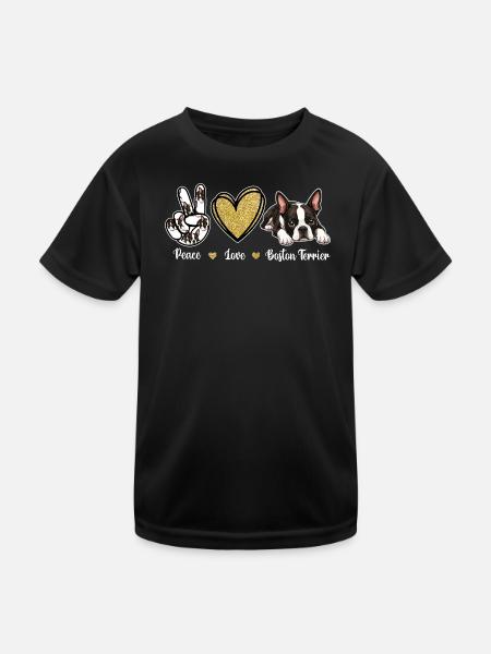 Peace Love Boston Terrier Maman Rétro de Chien - T-shirt sport Enfant - noir - Devant