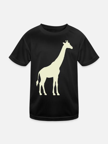 giraffe_silhouette- - Kinder Funktions-T-Shirt - Schwarz - Vorne