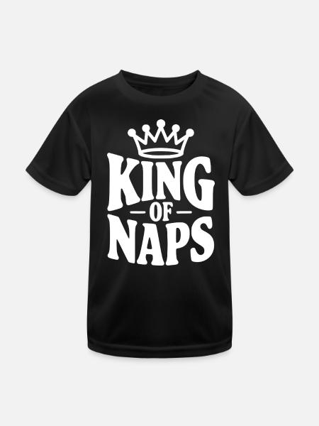 König der Nickerchen - Kinder Funktions-T-Shirt - Schwarz - Vorne