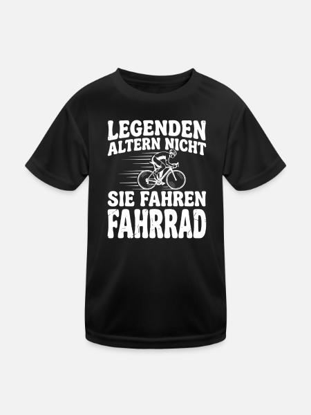 legenden altern nicht sie fahren fahrrad - Kinder Funktions-T-Shirt - Schwarz - Vorne