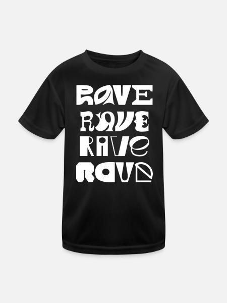 Rave-Typografie - Kinder Funktions-T-Shirt - Schwarz - Vorne