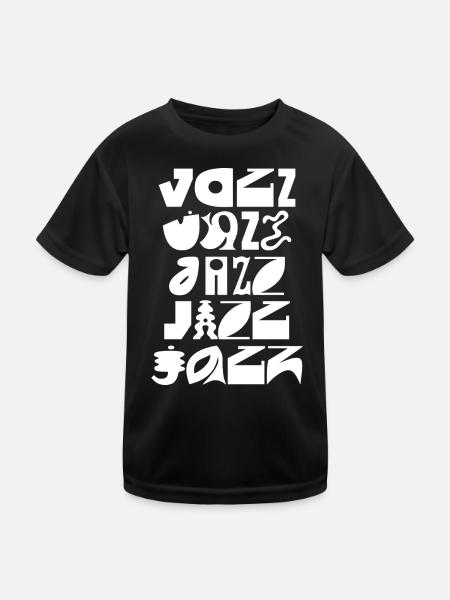 Jazz-Typografie-Burst - Kinder Funktions-T-Shirt - Schwarz - Vorne