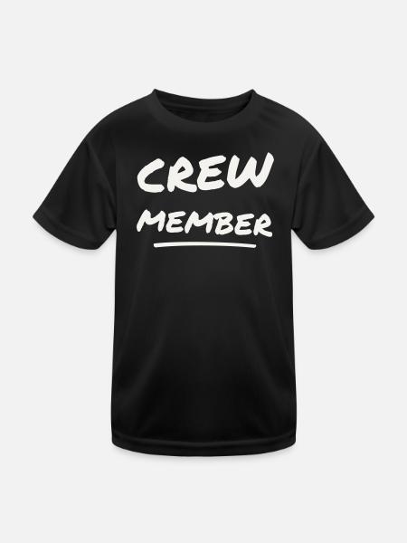 Crew Member Brush Schriftzug - Team Staff Event - Kinder Funktions-T-Shirt - Schwarz - Vorne
