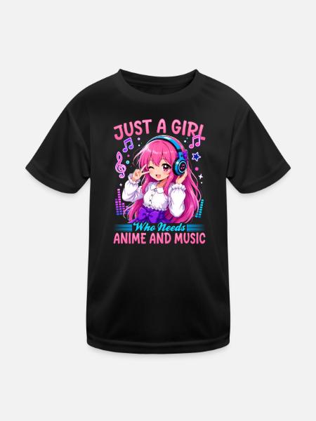 Anime and Music Chibi - Kids Functional T-Shirt - black - Front