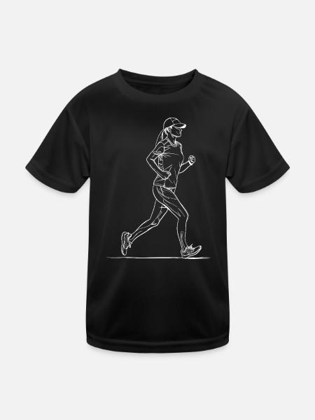 Läuferin Skizze - Kinder Funktions-T-Shirt - Schwarz - Vorne