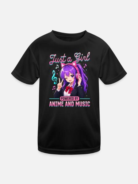 Anime and Music Chibi - Kids Functional T-Shirt - black - Front