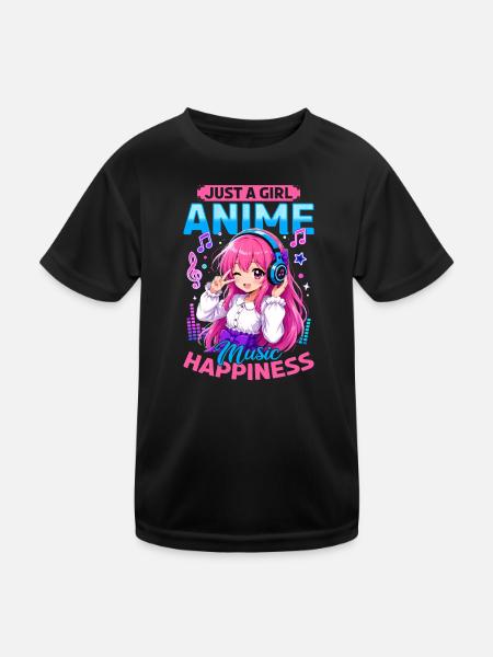 Anime and Music Chibi - Kids Functional T-Shirt - black - Front