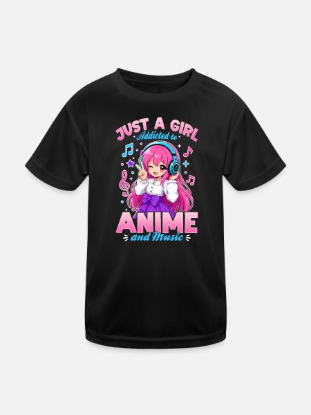 Anime and Music Chibi - Kids Functional T-Shirt - black - Front