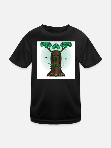 Face de l’Arbre de l’Esprit de la Forêt - T-shirt sport Enfant - noir - Devant