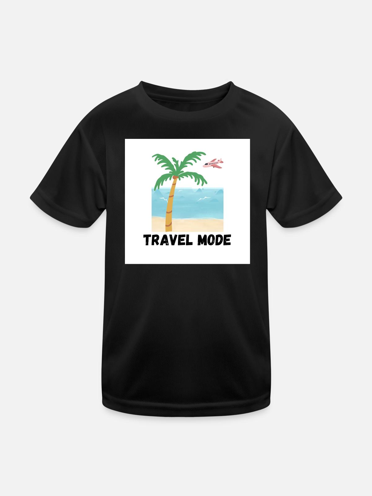 Travel Mode Tropical Beach Design - Kinder Funktions-T-Shirt - Schwarz - Vorne