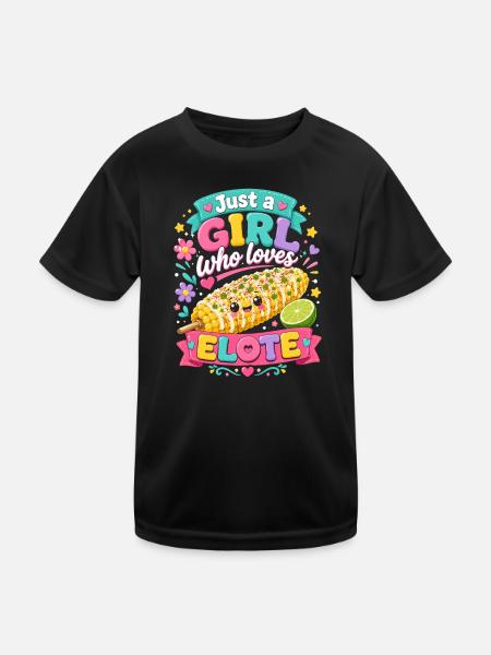 Mädchen liebt Elote - Kinder Funktions-T-Shirt - Schwarz - Vorne
