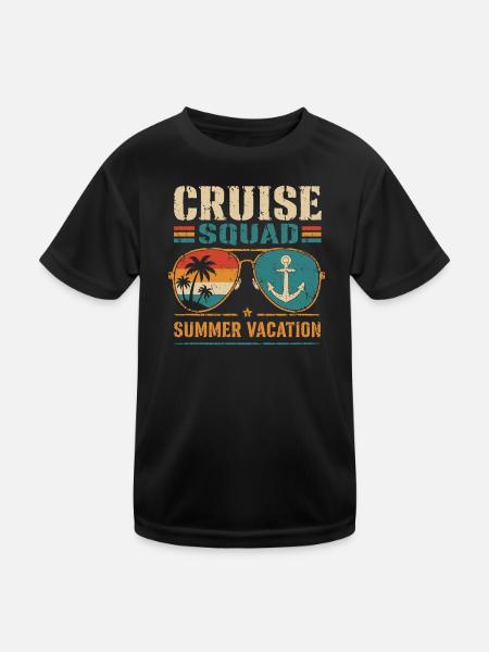 Retro Cruise Squad Sommerurlaubs-Sonnenbrillen - Kinder Funktions-T-Shirt - Schwarz - Vorne