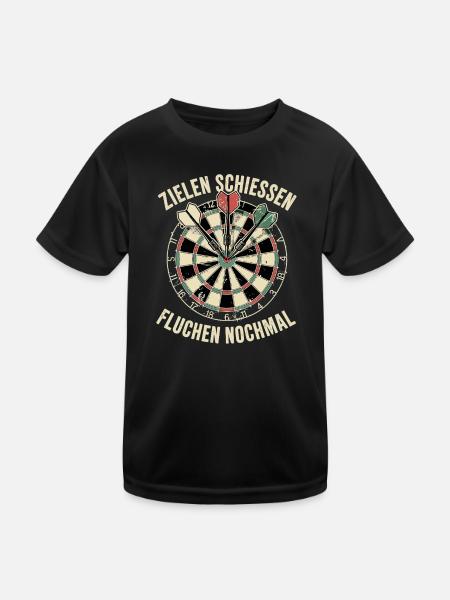 Zielen, Fluchen Dart - Kinder Funktions-T-Shirt - Schwarz - Vorne