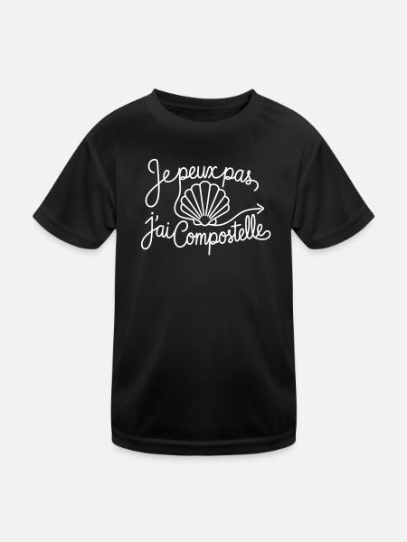 Je peux pas j'ai Compostelle - T-shirt sport Enfant - noir - Devant