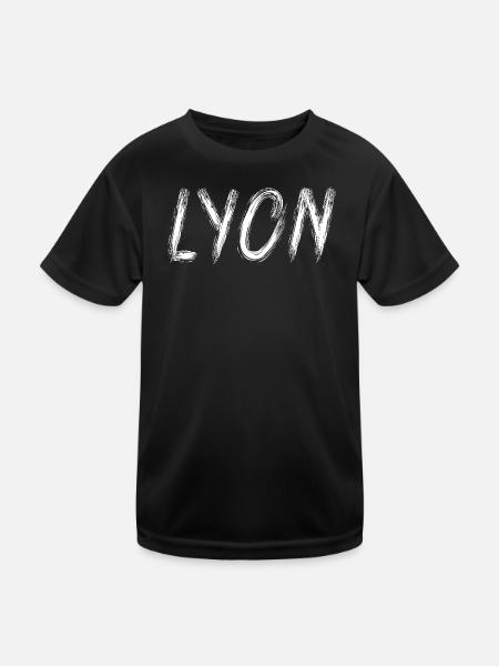 Lyon en lettres brush - T-shirt sport Enfant - noir - Devant