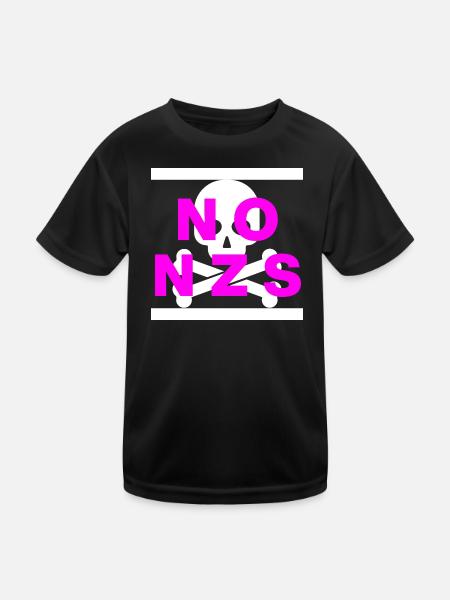 NO NZS, NEVER AGAIN, ANTI-FASCISM, NO AFD PINK - Kids Functional T-Shirt - black - Front