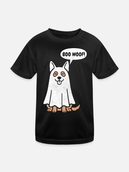 Berger allemand Boo Woof - Chien drôle d’Halloween - T-shirt sport Enfant - noir - Devant